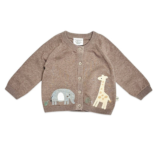 Giraffe Elephant Baby Cardigan Sweater (Organic)