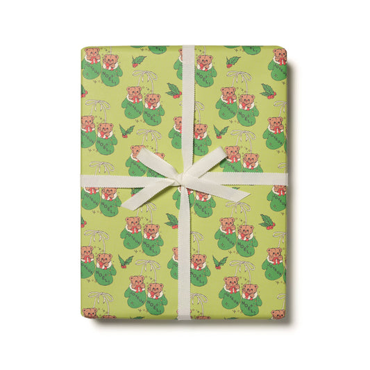 Mitten Bears holiday wrapping paper