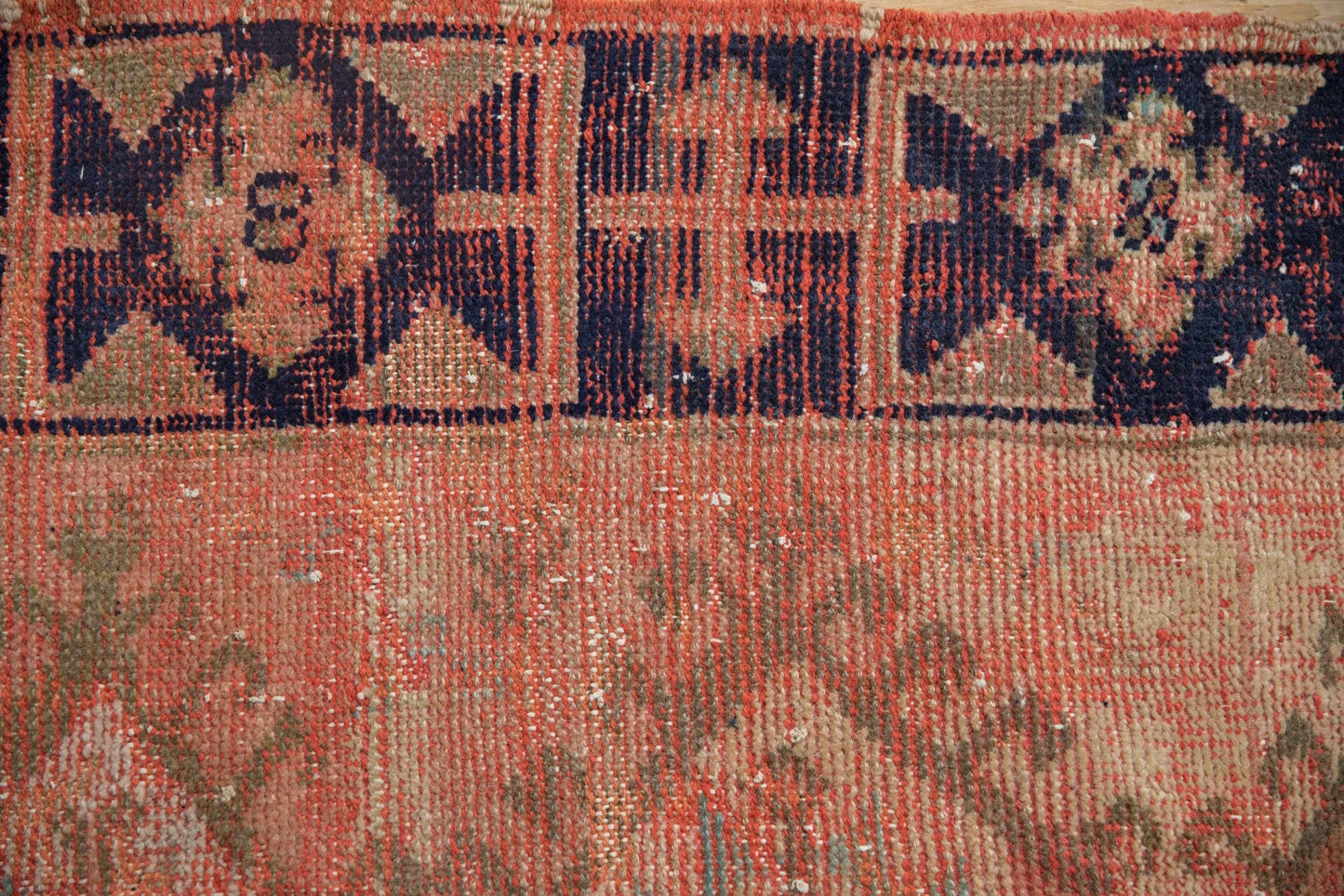 Small Vintage Distressed Oushak Square Rug