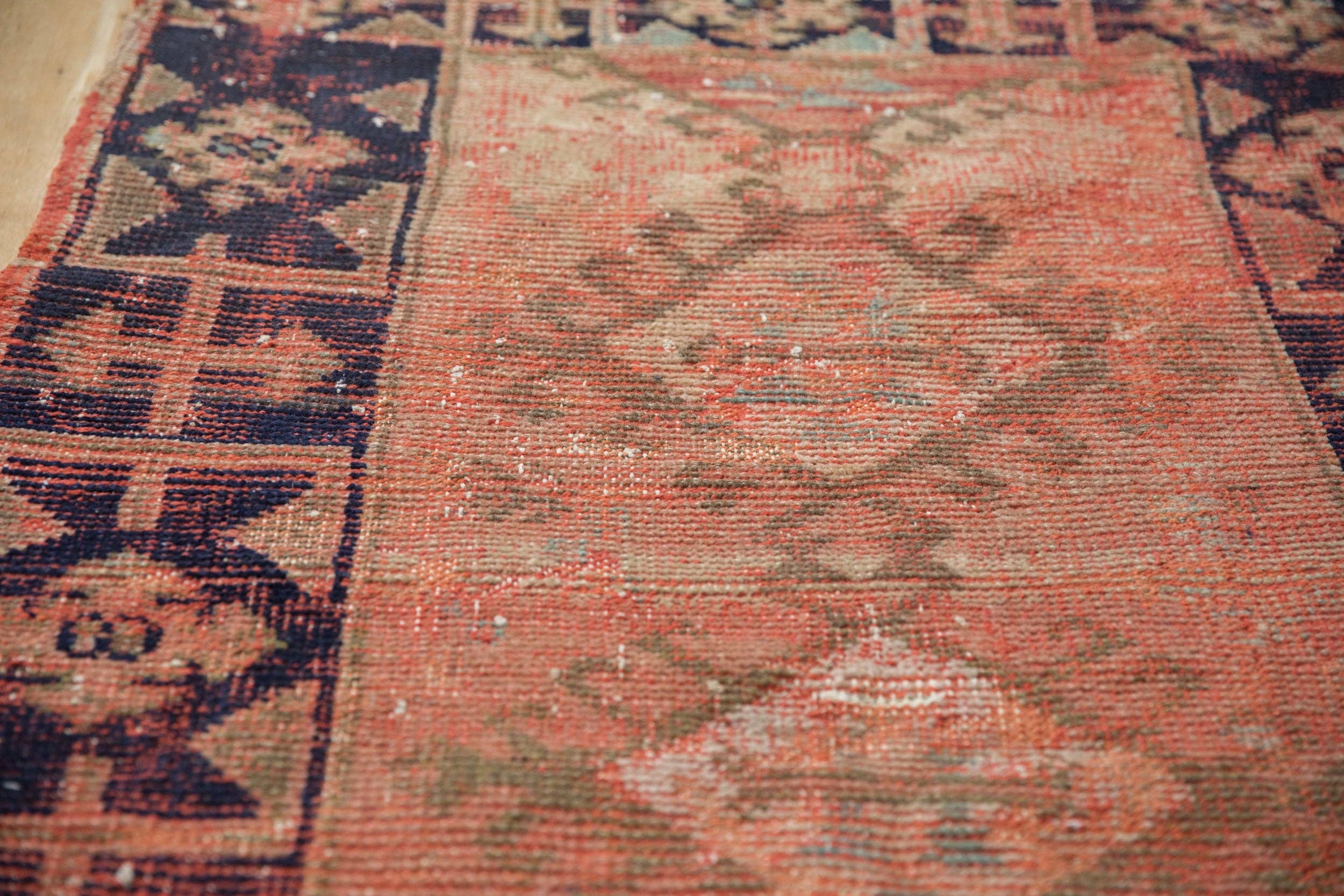 Small Vintage Distressed Oushak Square Rug