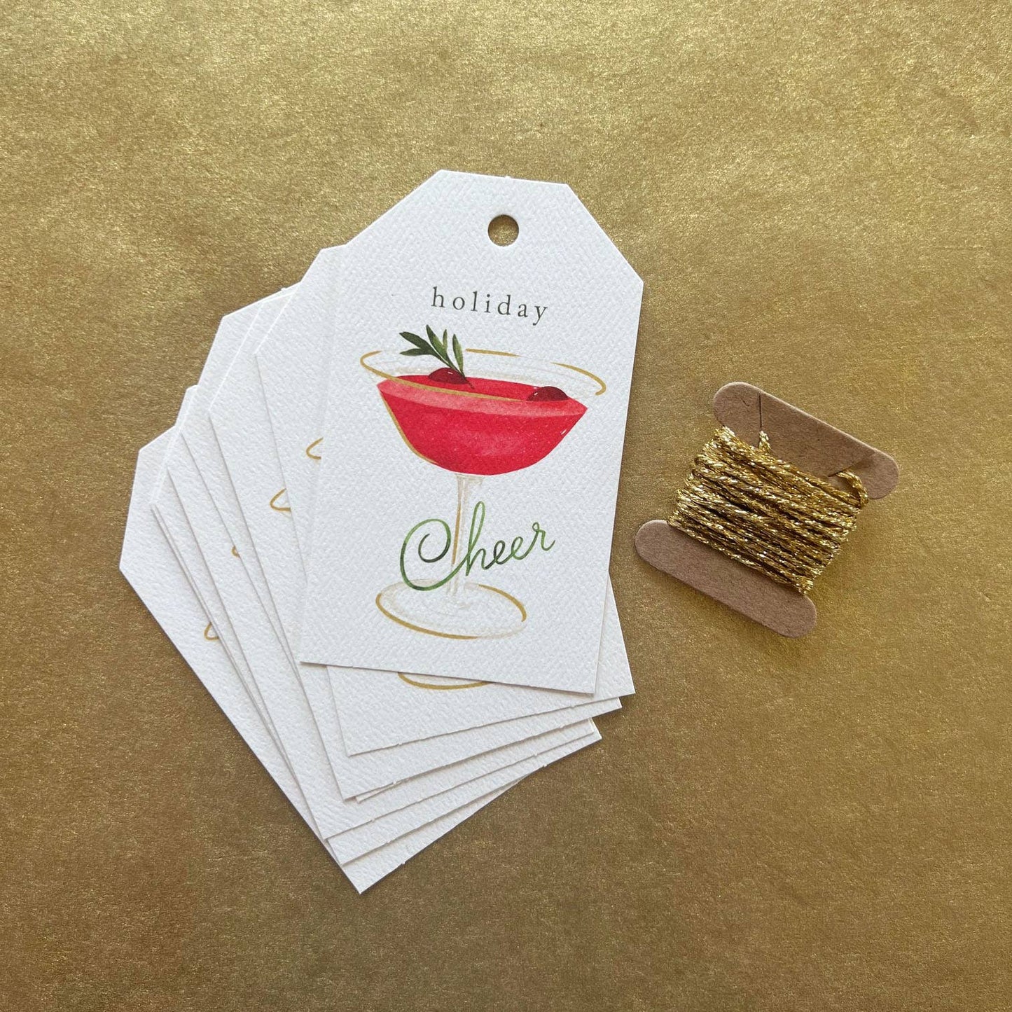 Cocktail Holiday Gift Tags - Boxed Set of 8 with string