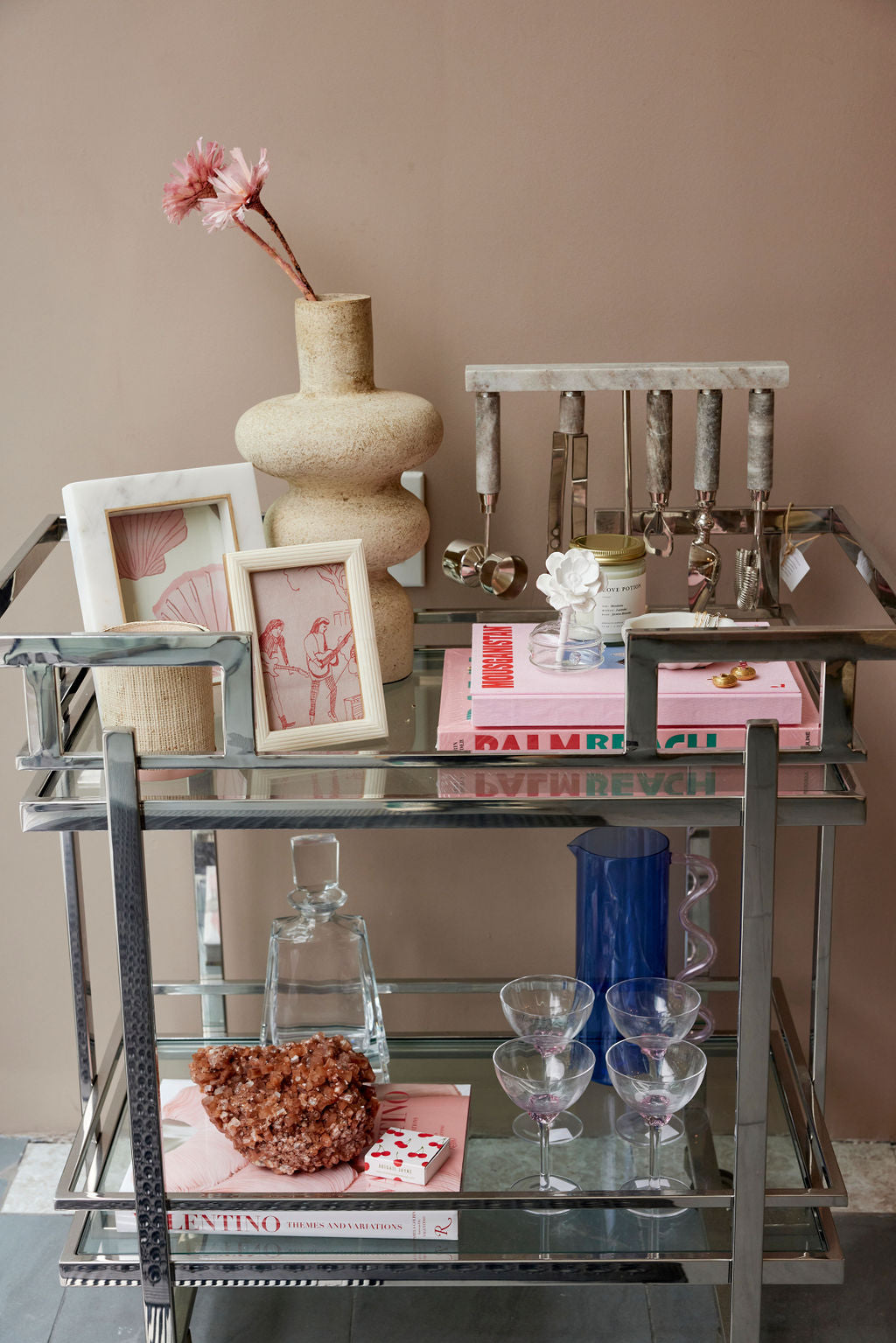 Harry's Polished Steel Bar Cart
