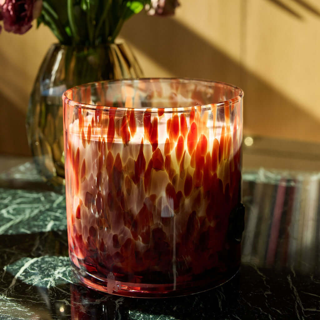 AG Opal Glass Candle - Red - Cardamom Negroni - Candles by Carlyle Avenue