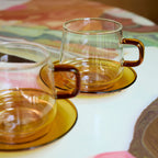Baglioni Glass Tea and Coffee Cup w/Saucer (Set of 4) - Drinkware by Carlyle Avenue