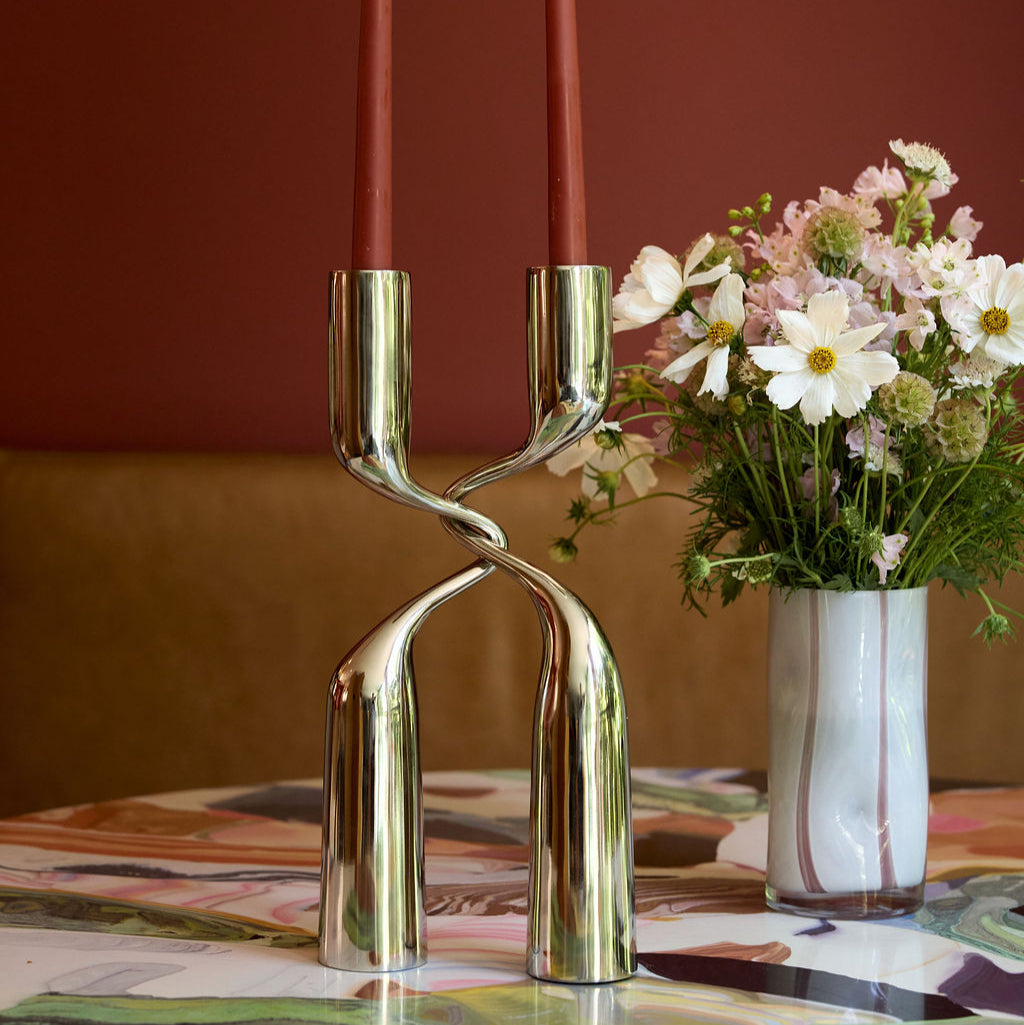 Liaison Candle Holder - Polished Nickel - Candle Holders by Carlyle Avenue