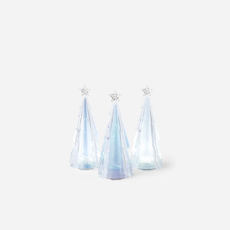 Faceted Lit Tree, Set of 3 Assorted, Small