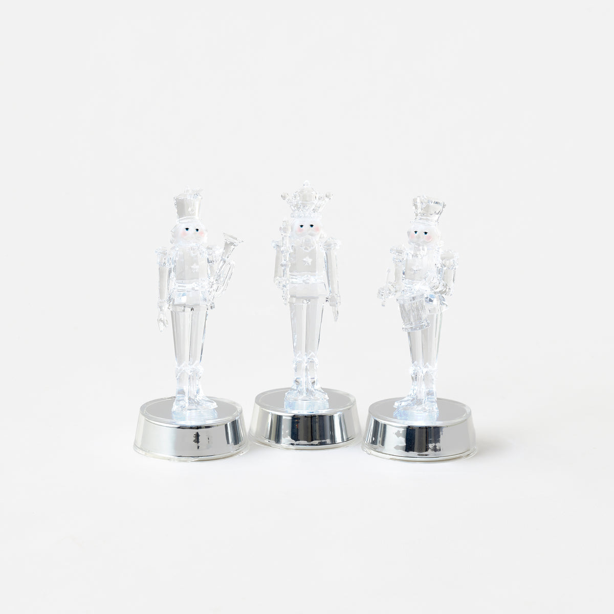 Lighted Nutcracker on Base, Set of 3 Assorted