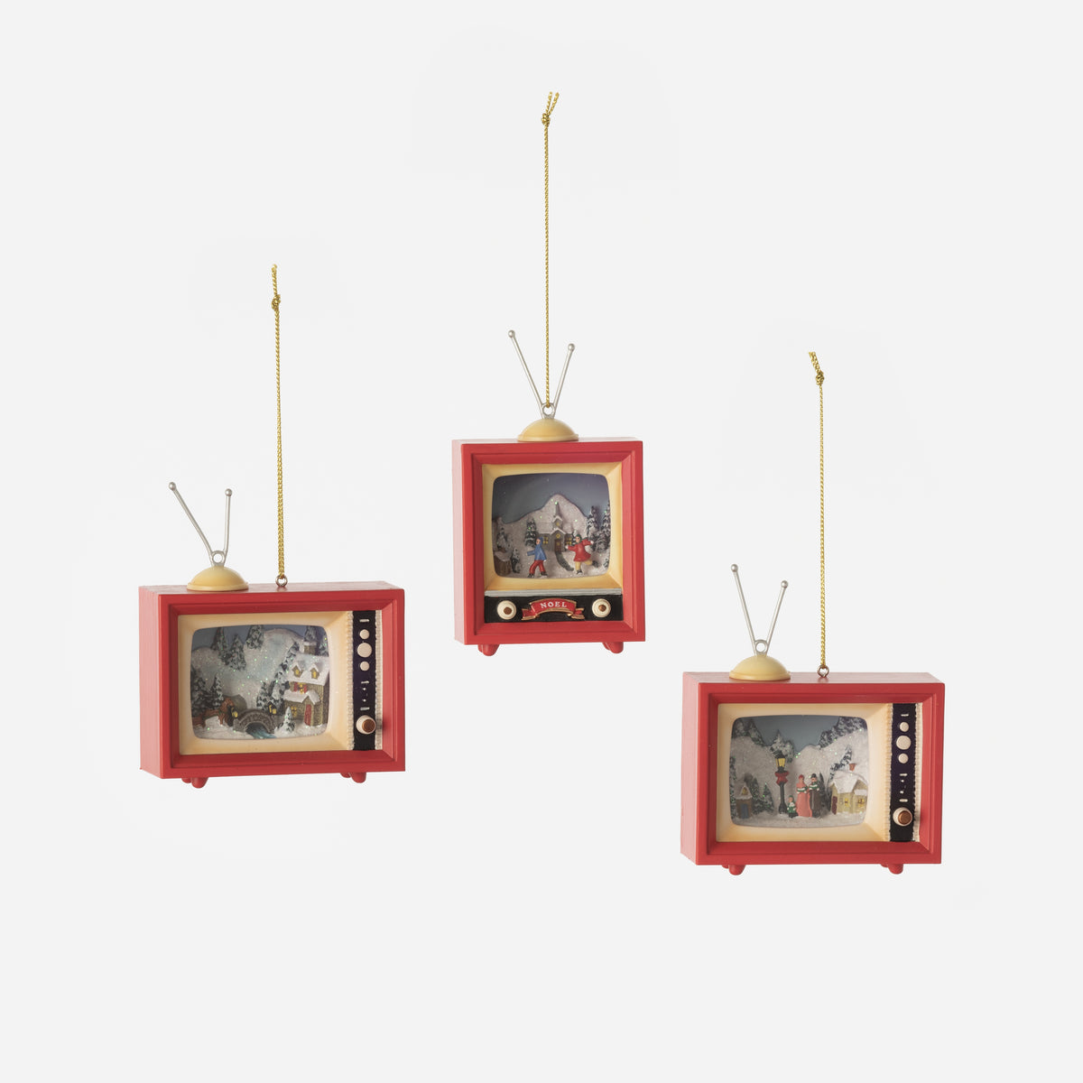 TV Ornament, Set of 3 Assorted