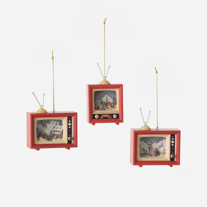 TV Ornament, Set of 3 Assorted