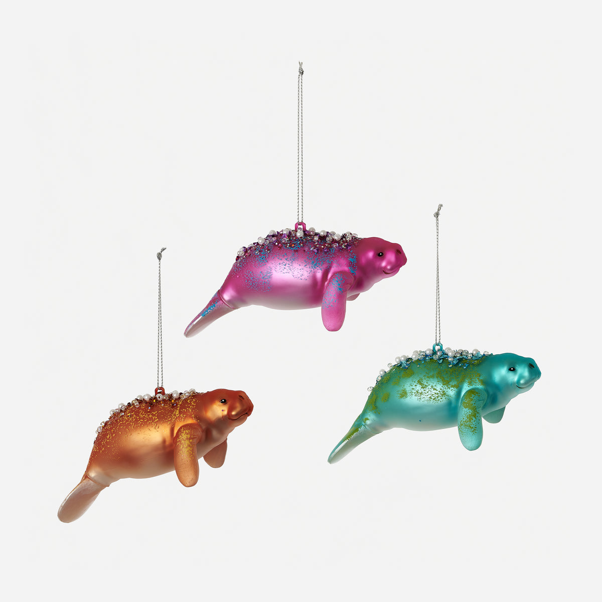 Manatee Ornament, Set of 3 Assorted