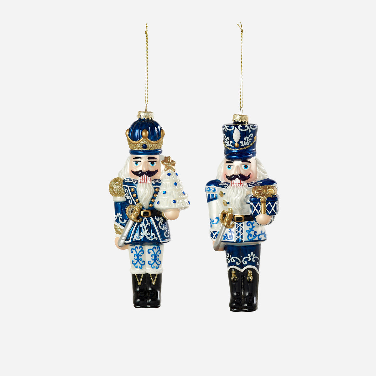 Blue and White Nutcracker Ornament, Set of 2 Assorted