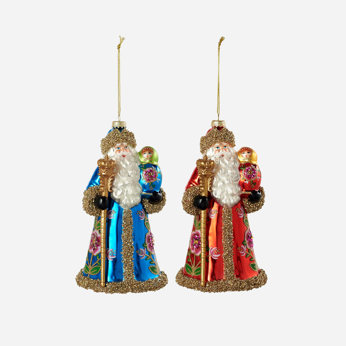 Santa with Doll Ornament, Set of 2 Assorted