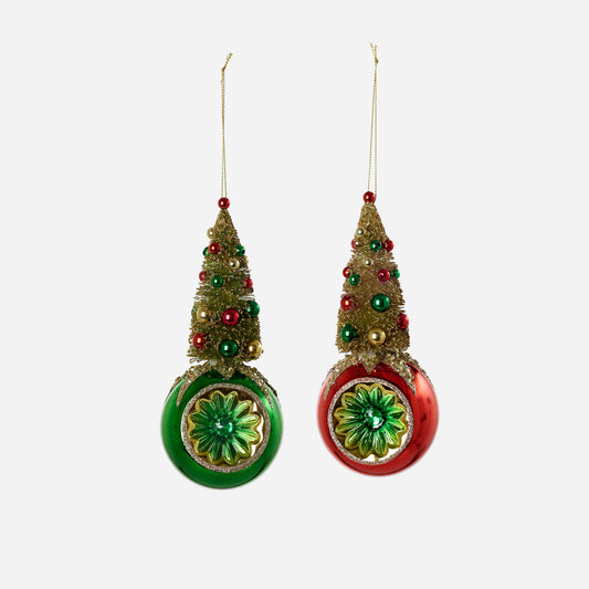 Sisal Tree Reflector Ornament - Set of 4 Assorted