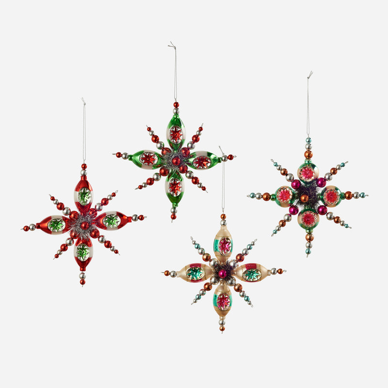 Reflector Starburst Ornament, Set of 4 Assorted