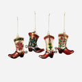 Holiday Cowboy Boot Ornament, Set of 4 Assorted