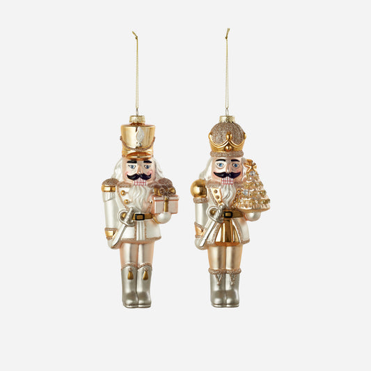 Gold / Silver Nutcracker Ornament - Set of 2