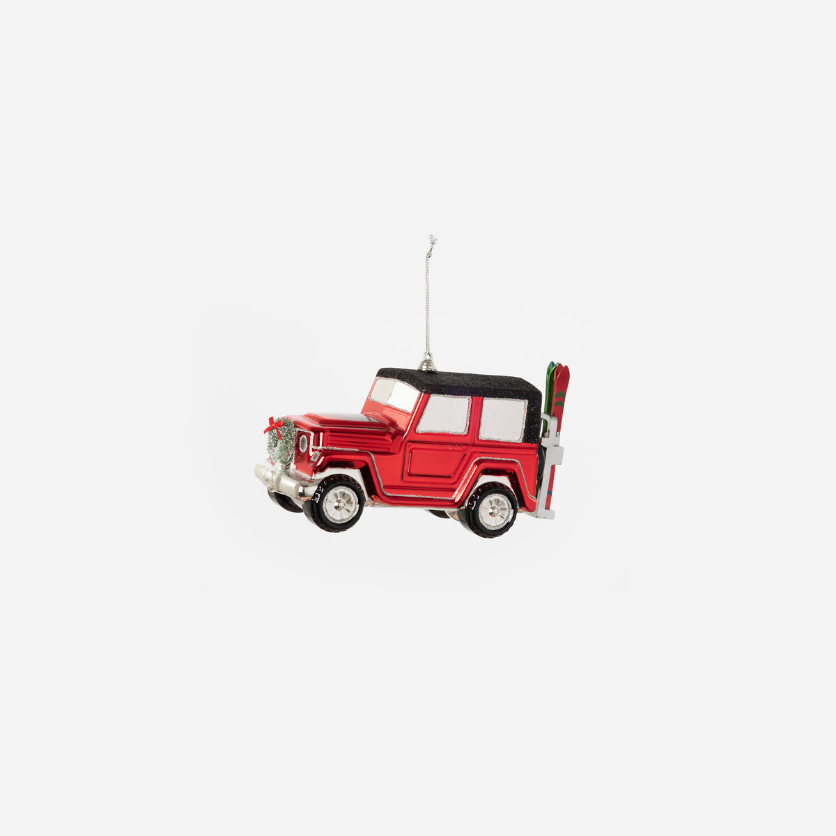 Oversized Jeep with Skis Ornament