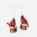 Cardinal on Stump Ornament, Set of 2 Assorted