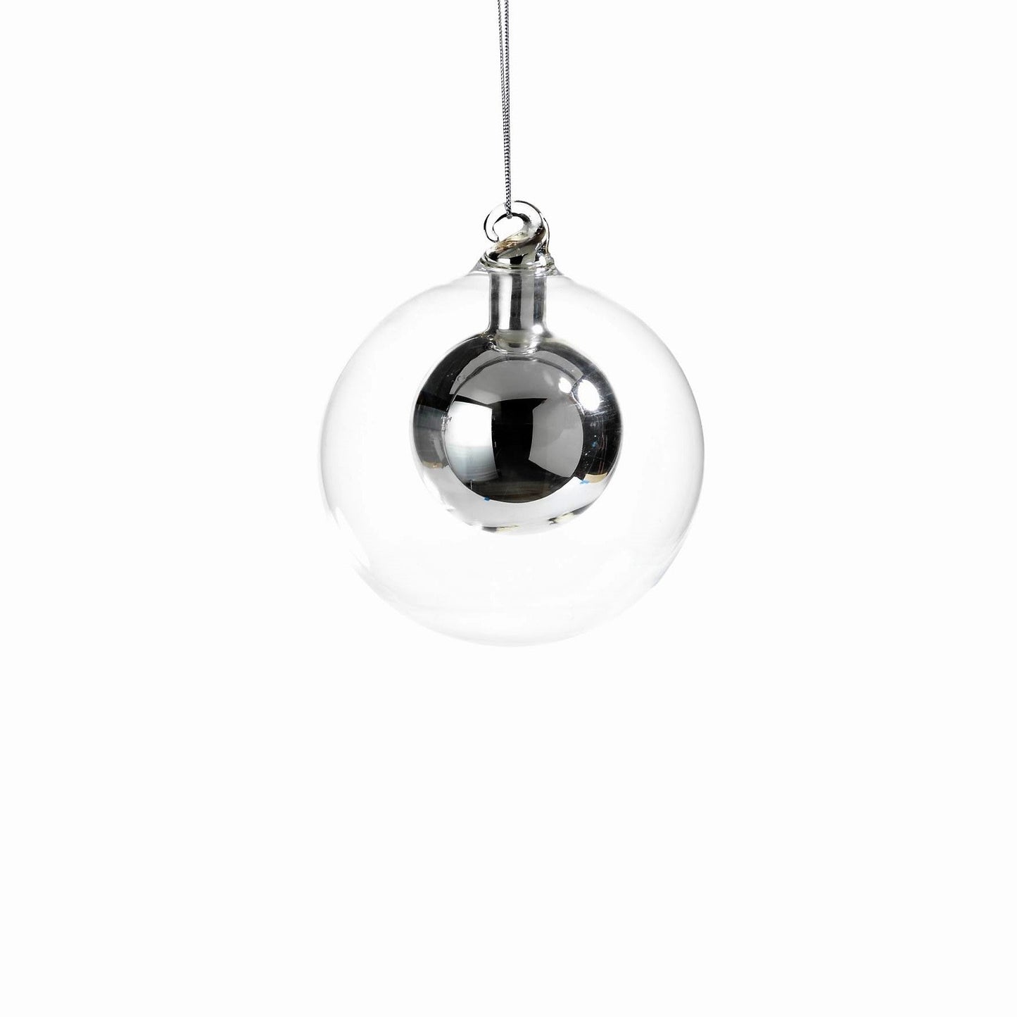 Double Glass Ball Ornament - Silver (Single) - Ornaments by Carlyle Avenue