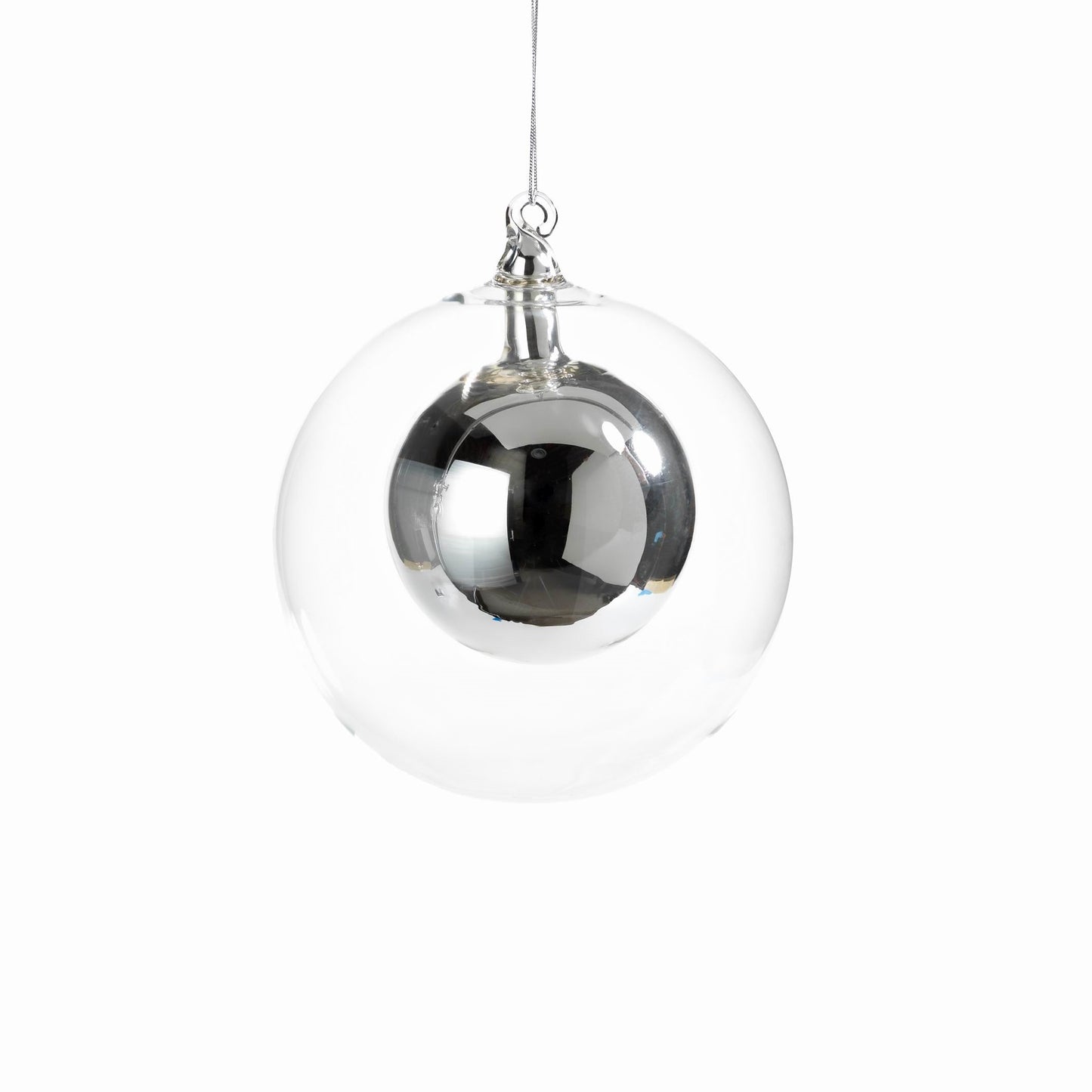 Double Glass Ball Ornament - Silver (Single) - Ornaments by Carlyle Avenue