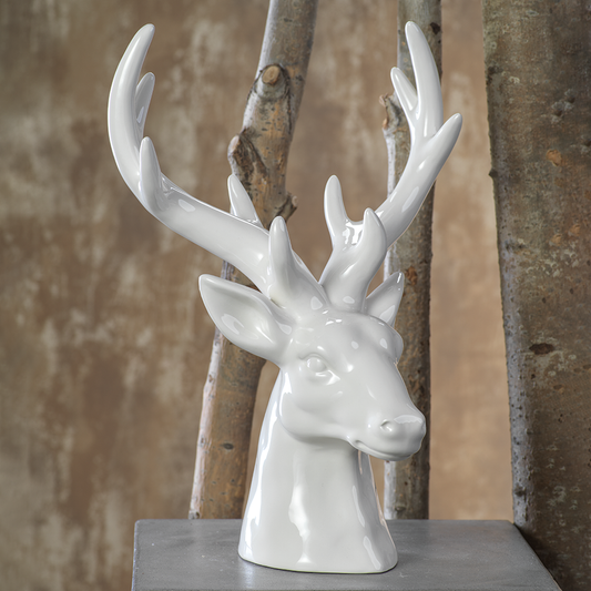 Ceramic Stag Head - White