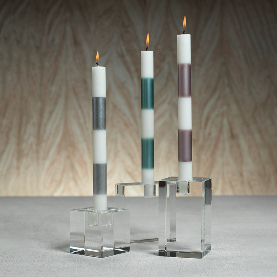 Square Crystal Glass Taper Holder