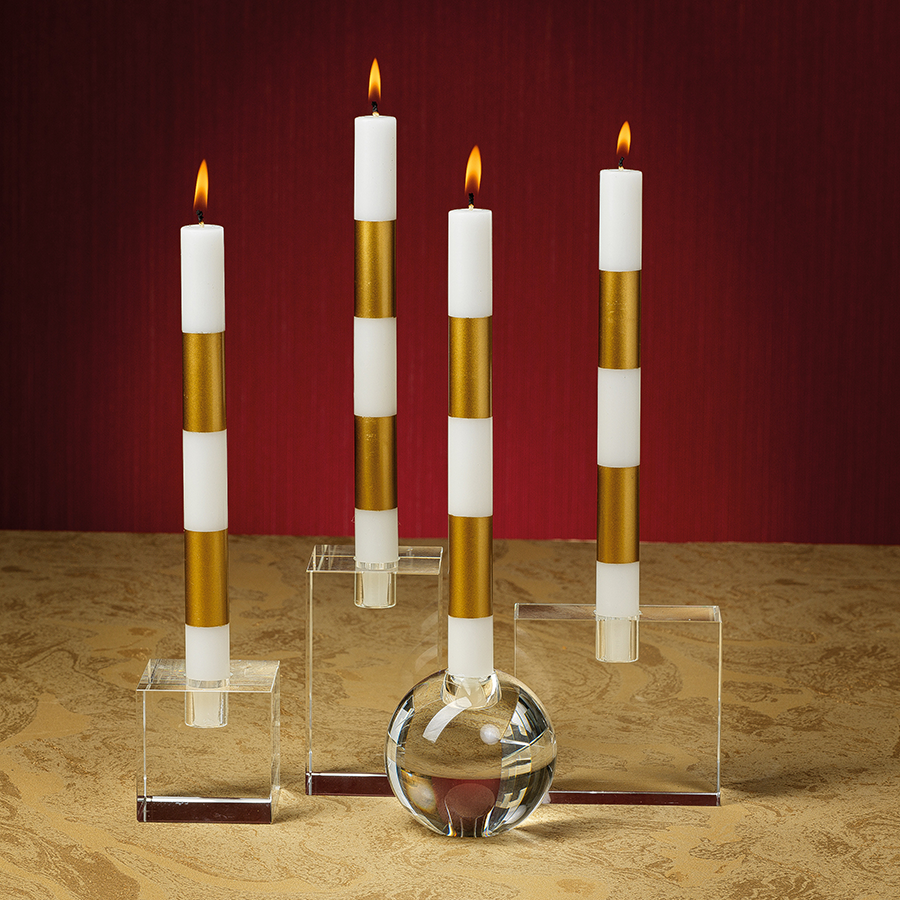Square Crystal Glass Taper Holder