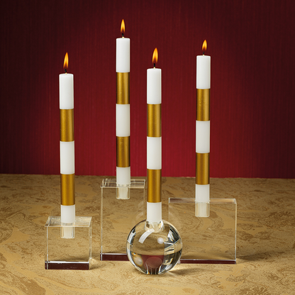 Square Crystal Glass Taper Holder