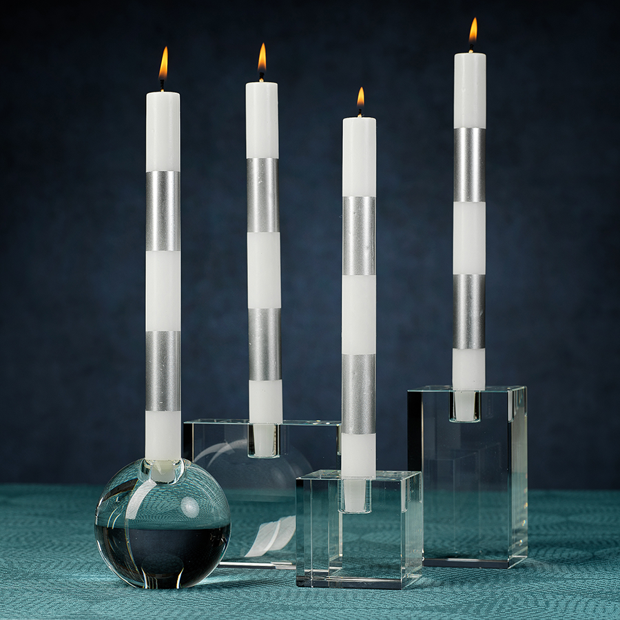 Square Crystal Glass Taper Holder