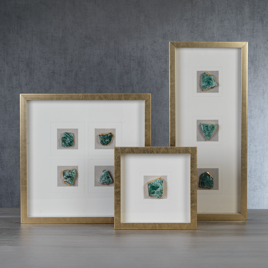 Gold Framed Emerald Crystals - Decorative Accessories by Carlyle Avenue