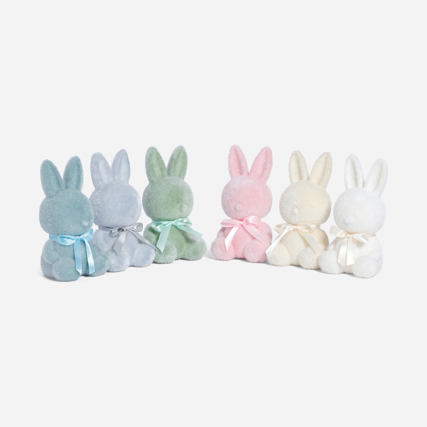 Flocked Sitting Bunny - Set of 6 Assorted