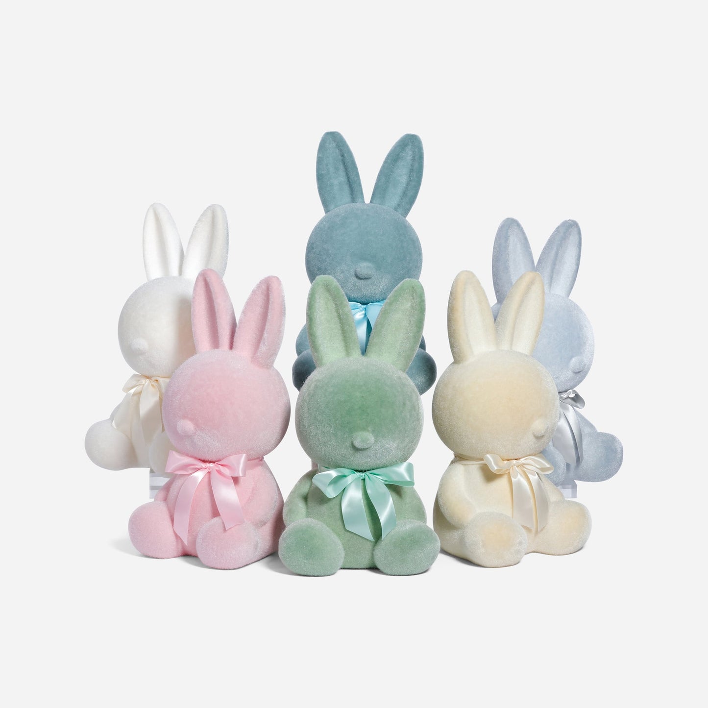 Flocked Sitting Bunny - Set of 6 Assorted