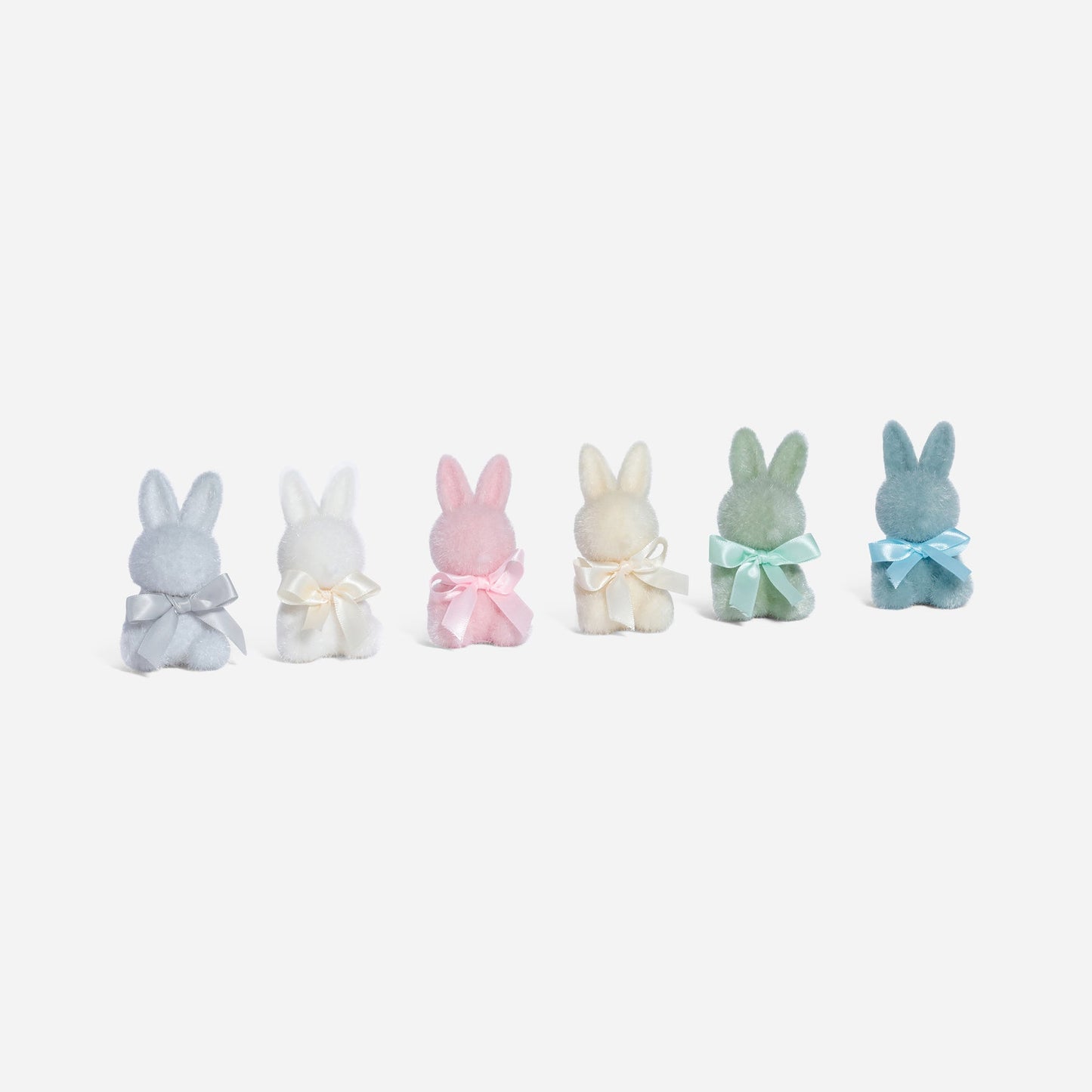 Flocked Sitting Bunny - Set of 6 Assorted