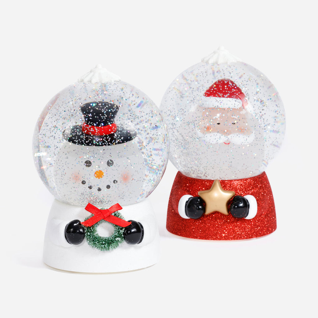 Lighted Santa / Snowman Water Globe with Moving Head, Set of 2 Asst