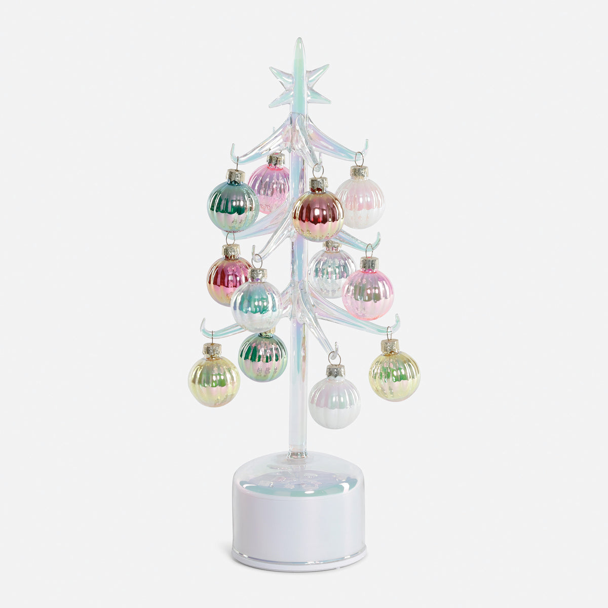 Rotating Glass Tree with 12 Ornaments
