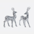 Festive Fiber Blend Standing Deer, Set of 2 Assorted - Silver