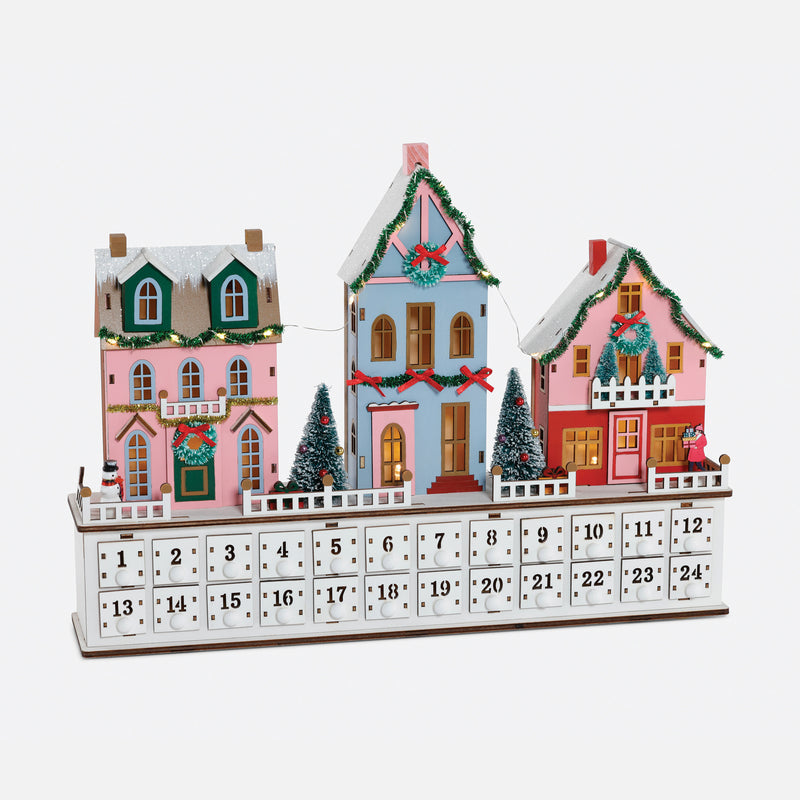 Vintage Village Wood Lighted Advent