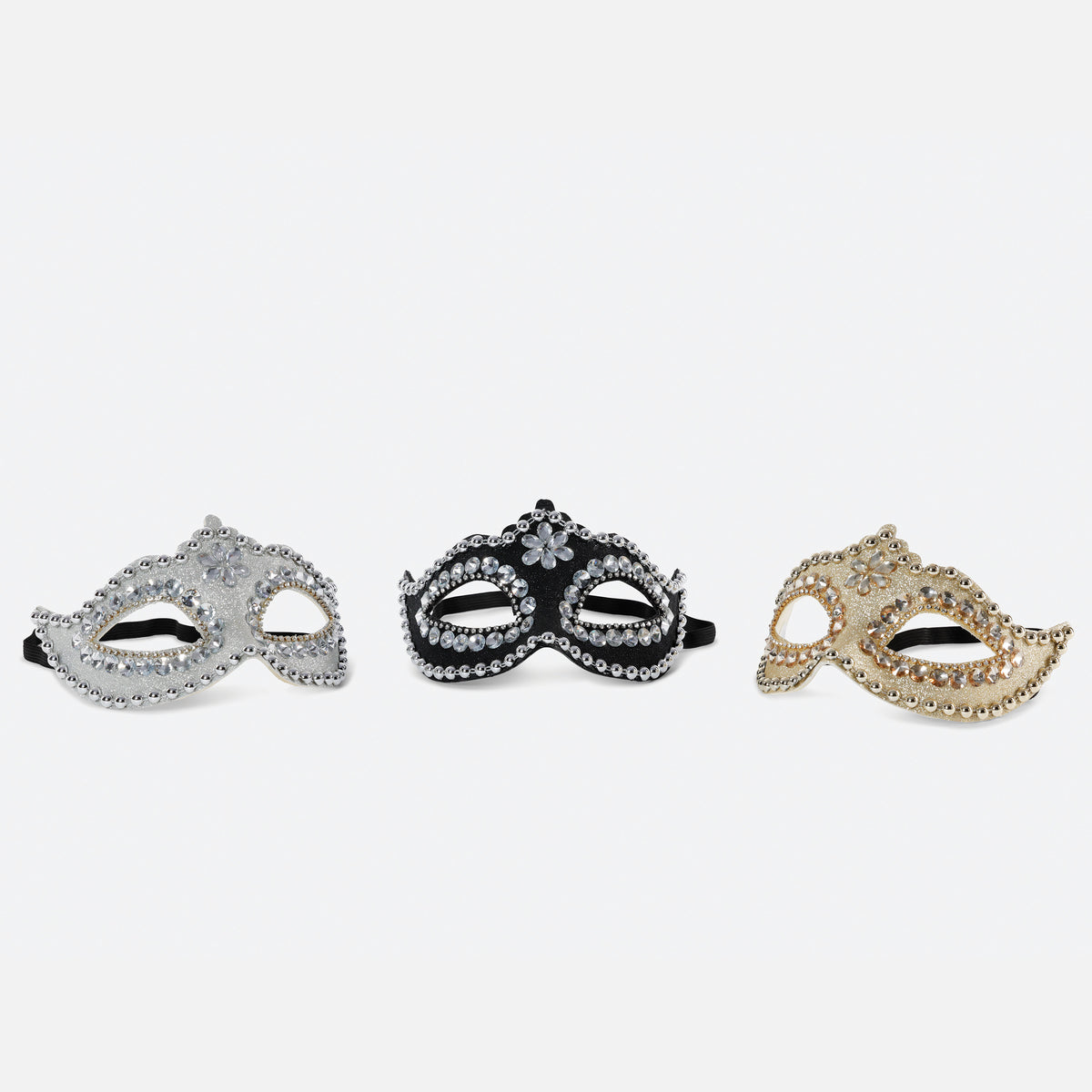 Diamond Studded Masks - Set of 3 Assorted