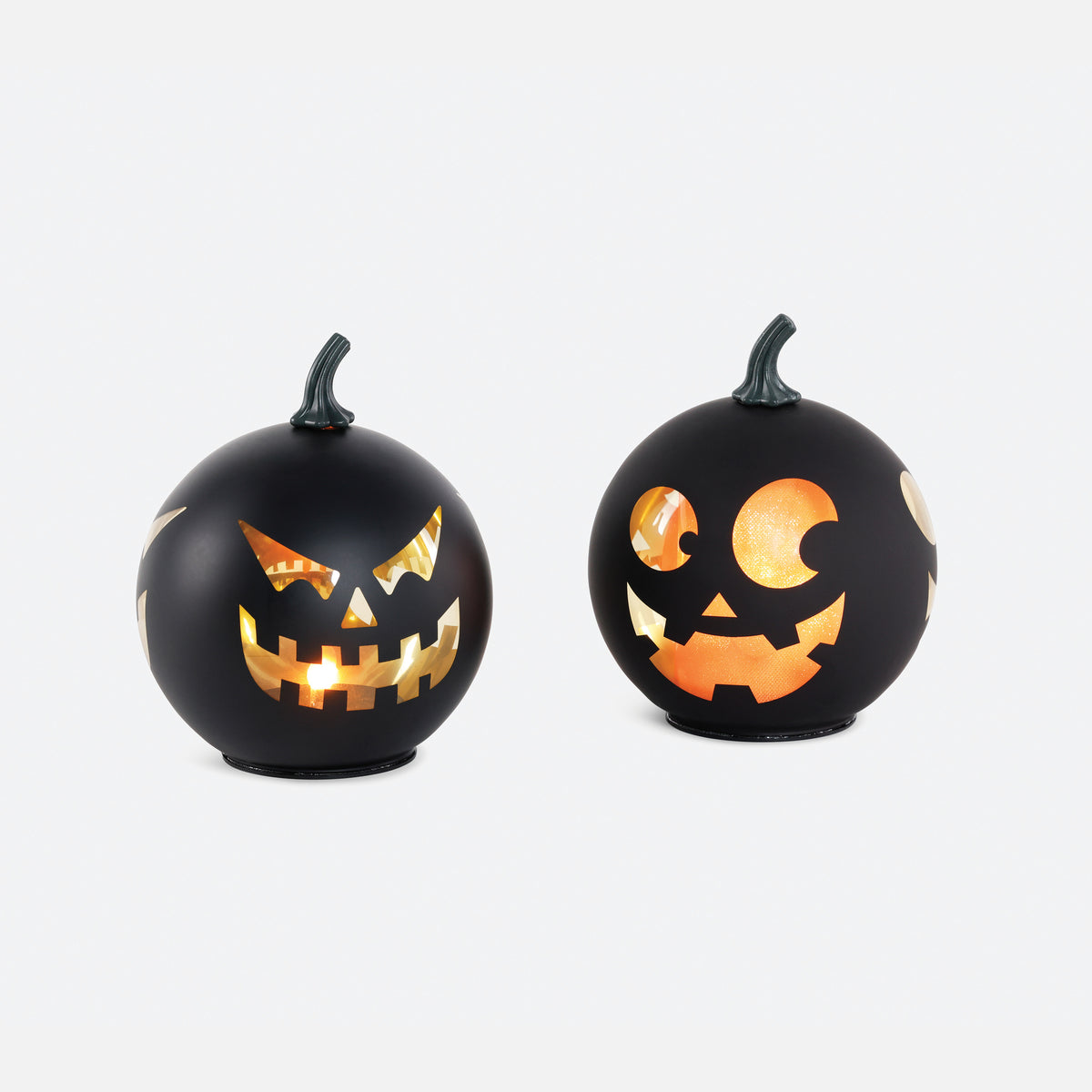 Lighted Glass Jack-o'-Lanterns - Set of 2 Assorted