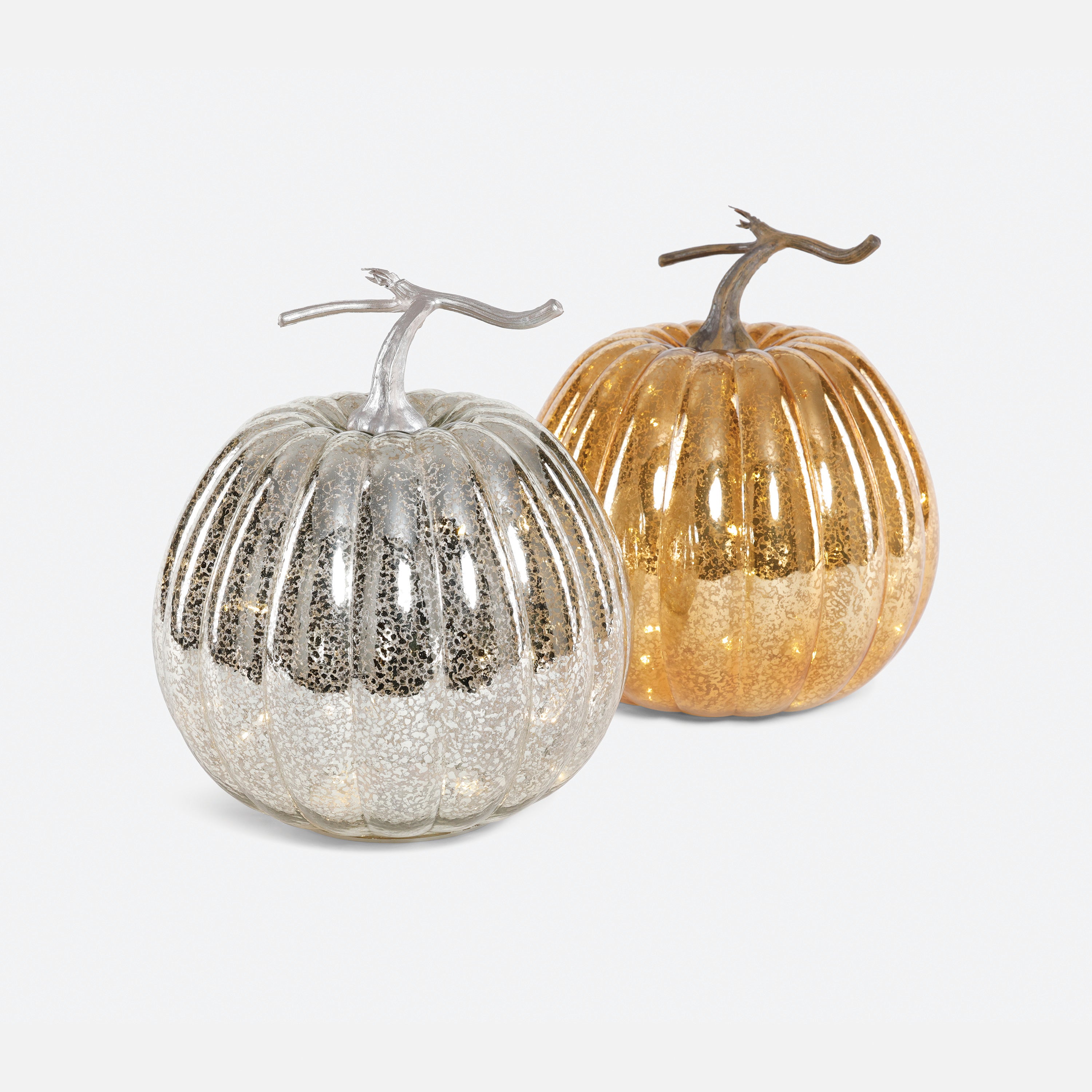 Lit Glass Pumpkin with Stem