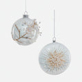 Pearl Embellished Glass Ornament, Set of 2 Assorted