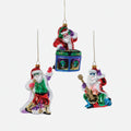 Singing Santa Glass Ornament, Set of 3 Assorted