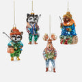 Fishing Animal Glass Ornament, Set of 4 Assorted