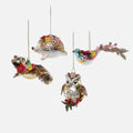 Animal with Flowers Glass Ornament, Set of 4 Assorted