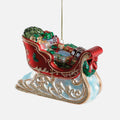 Sleigh with Gift Box Glass Ornament