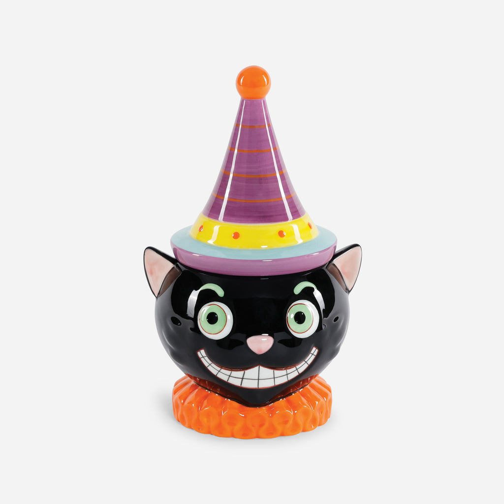 Cat with Party Hat Ceramic Cookie Jar
