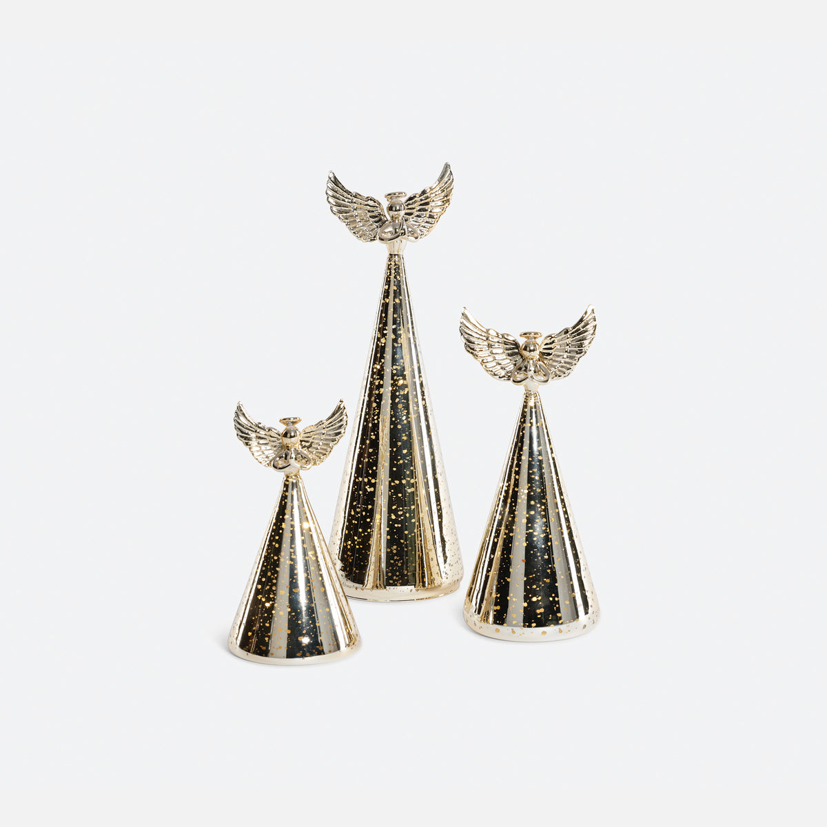 Lighted Glass Angel, Set of 3 Assorted - Gold