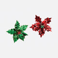 Poinsettia Clip-On Foil Paper Ornament, Set of 2 Assorted