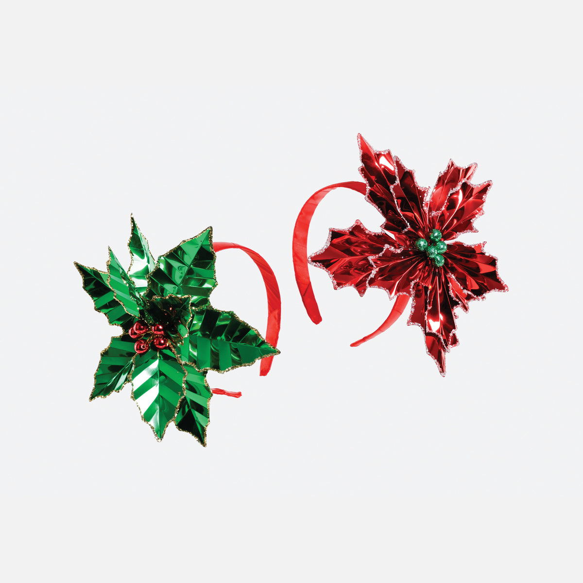 Poinsettia Foil Paper Headband, Set of 2 Assorted