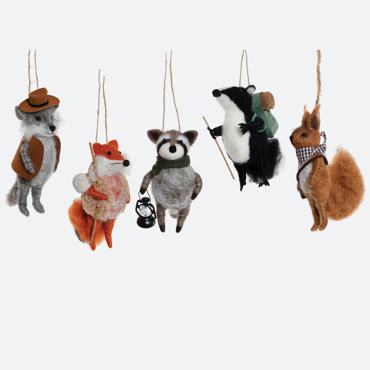 Forest Animal Wool Ornament, Set of 5 Assorted
